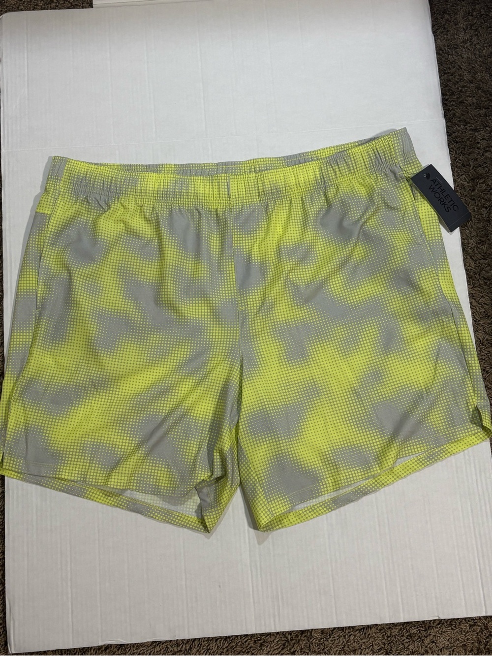 Athletic Works Women’s Neon Yellow and Gray Athletic Shorts